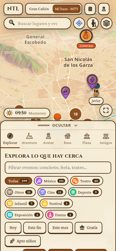 / antes: dos filas de píldoras sobre el mapa